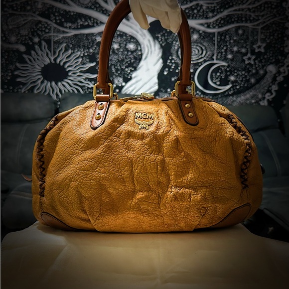 Vintage MCM Rich Brown Leather Satchel shoulder bag tote bag - Picture 11 of 15